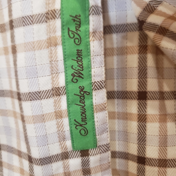 Robert Graham Plaid Shirt Geometric Cuff Sz XL Brown/Cream - Picture 13 of 13